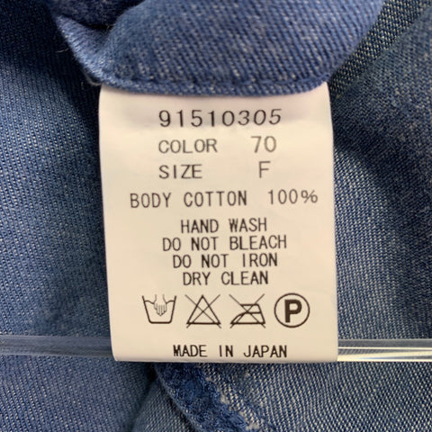 ELEPHANT BLANC Size L Blue Cotton Western Long Sleeve Shirt
