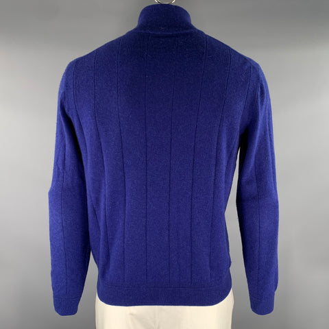 BRIONI Size L Blue Knit Cashmere Henley knit Pullover
