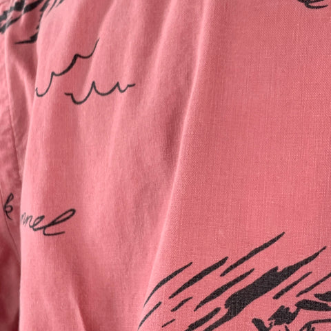 POLO by RALPH LAUREN Size M Pink Grey Tropical Cotton Short Sleeve Shirt