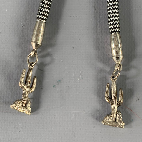 VINTAGE Silver Blue Metal Arizona State Cactus Bolo Tie