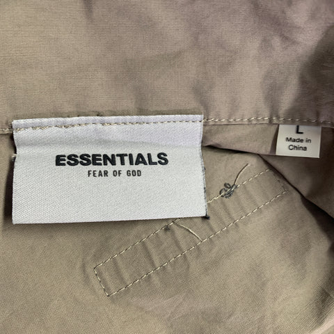 ESSENTIALS Size L Tan Cotton Nylon Logo Half Zip Jacket