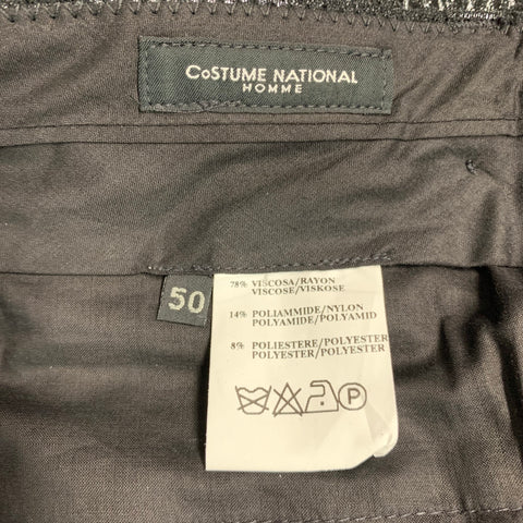CoSTUME NATIONAL Size 42 Black Metallic Viscose Blend Peak Lapel Suit