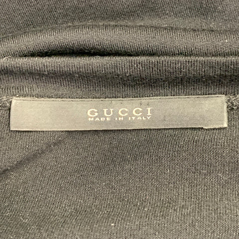GUCCI Size XL Black Grey Studded Silk Dolman Sleeve T-shirt