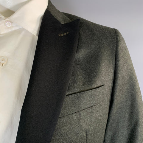 TODD SNYDER Chest Size 42 Green Black Wool Peak Lapel Sport Coat