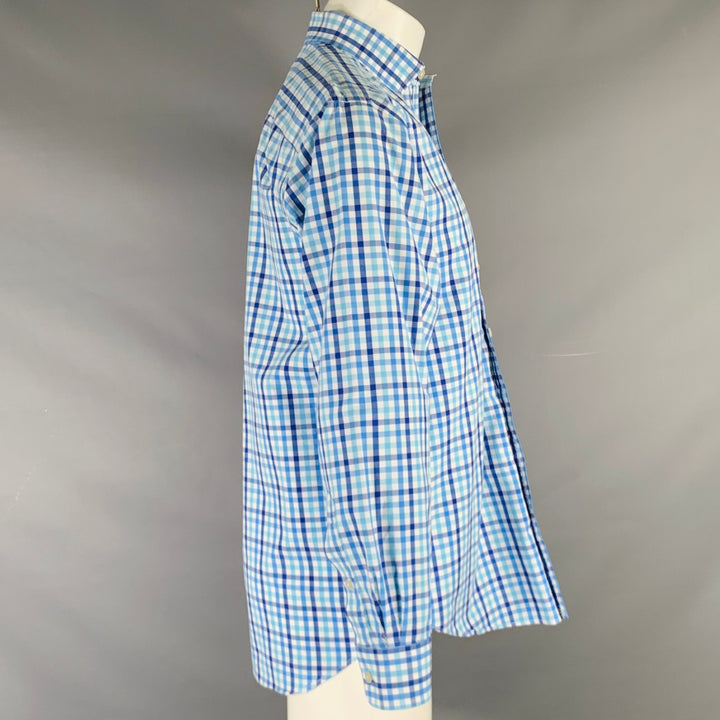 VINEYARD VINES Size M Blue White Checkered Cotton One pocket Long Sleeve Shirt