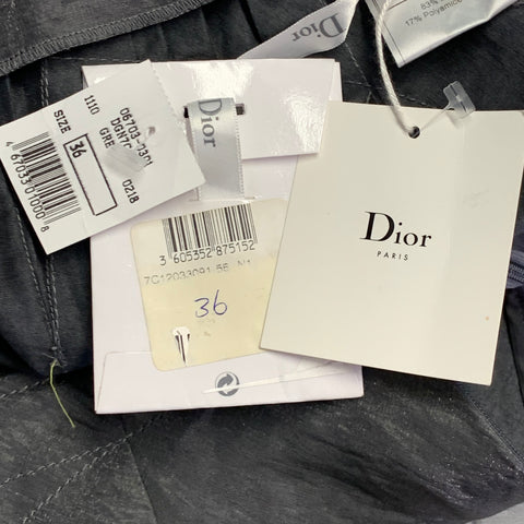 CHRISTIAN DIOR Size 4 Silver Metallic Linen Blend Pleated Skirt