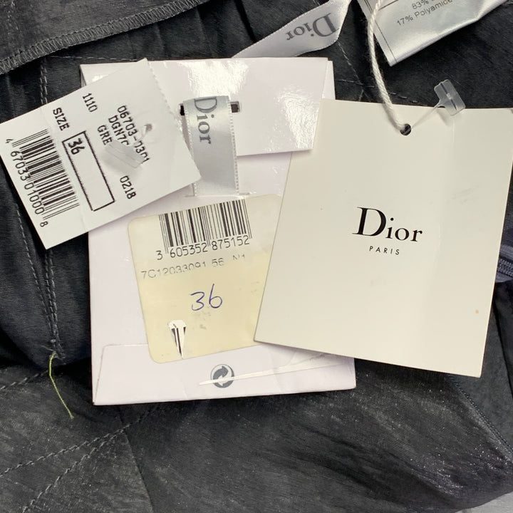 CHRISTIAN DIOR Size 4 Silver Metallic Linen Blend Pleated Skirt