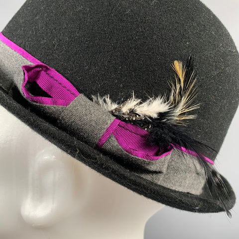 PAUL SMITH Size 7.5 Black Grey Wool Felt Hats