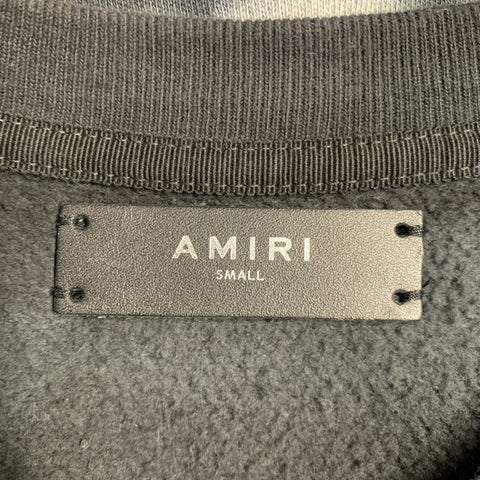 AMIRI Size S Grey Black Tie Dye Glitter Applique Cotton Crew Neck Sweatshirt