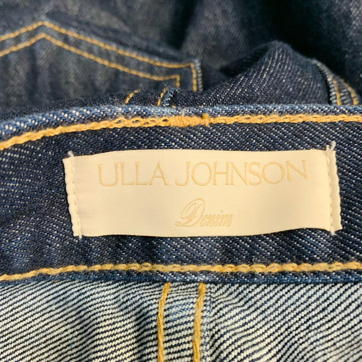ULLA JOHNSON Size 29 Agnes Navy Cotton Contrast Stitch Five Pocket Straight Jeans