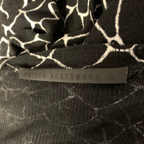 HAIDER ACKERMANN Size S Black White Print Raglan Pullover