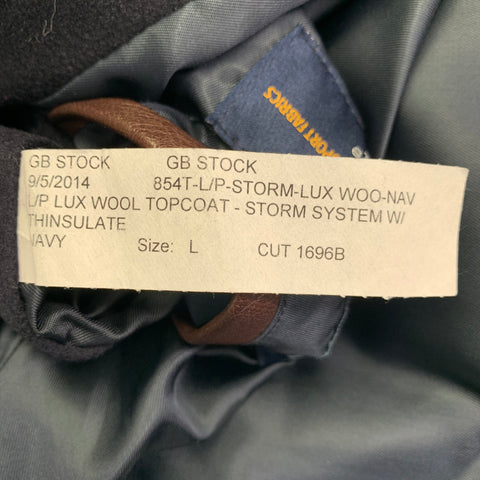 GOLDEN BEAR Size L Navy Wool Zip Buttons Coat