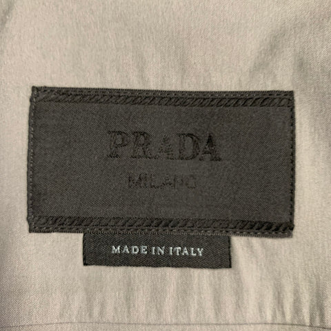 PRADA Size M Grey Cotton Blend Zip Up One Pocket Shirt Jacket