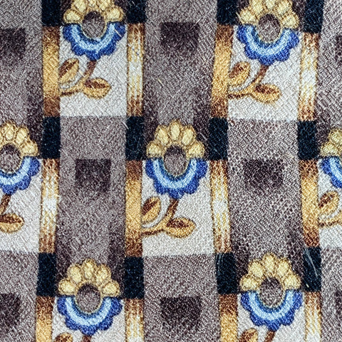 ERMENEGILDO ZEGNA Brown Beige Abstract Floral Silk Tie