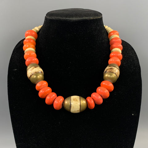 NO BRAND Cream Orange Necklace