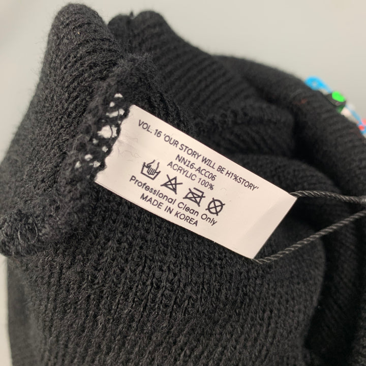 99 PERCENTIS Black Multi-Color Acrylic Fringe Beanie