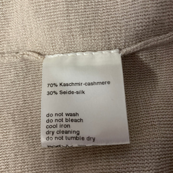 AKRIS Size 6 Beige Cashmere Blend Ribbed Scoopneck Sweater