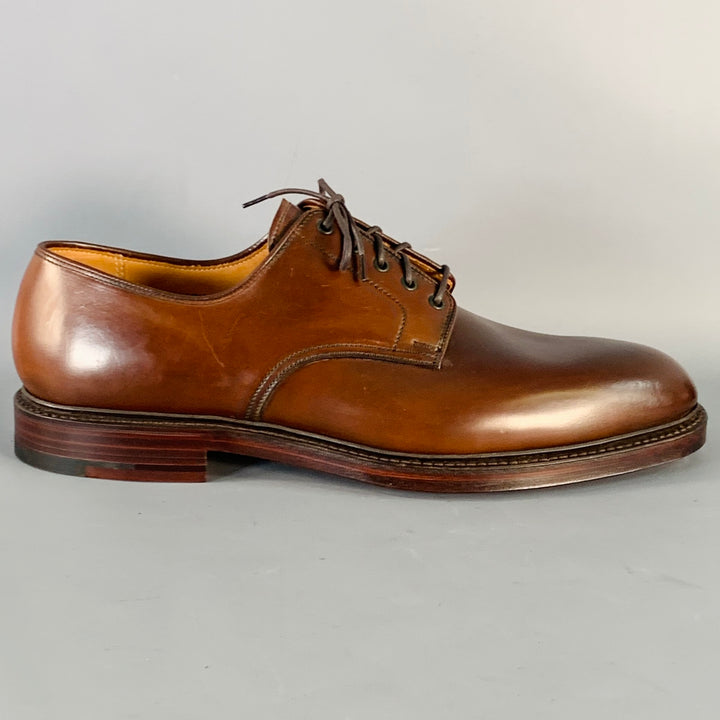 RALPH LAUREN Size 10.5 Marlow Brown Cordovan Leather Derby Lace-Up Shoes