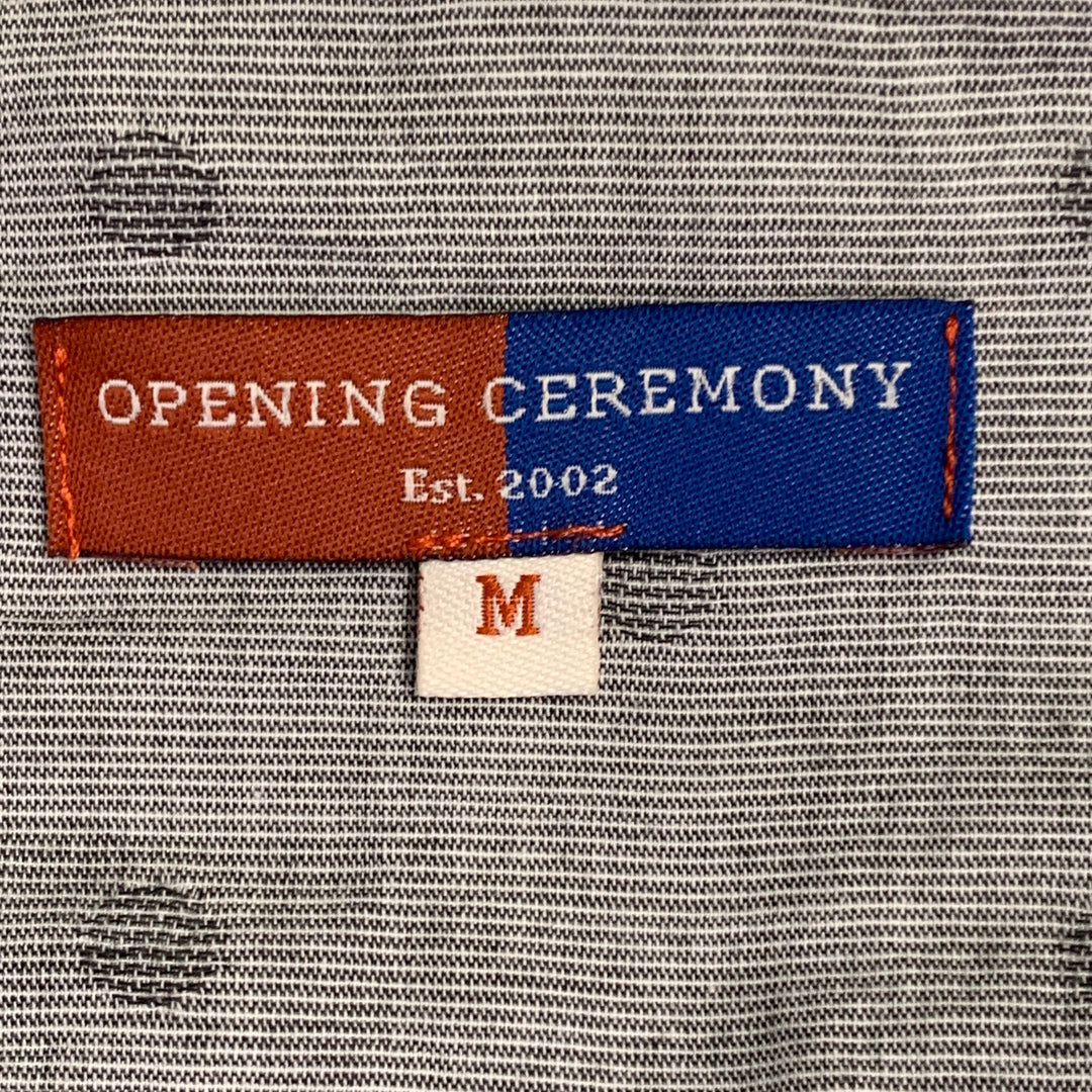 OPENING CEREMONY Size M Grey Mint Color Block Cotton Long Sleeve Shirt