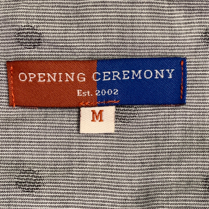 OPENING CEREMONY Size M Grey Mint Color Block Cotton Long Sleeve Shirt