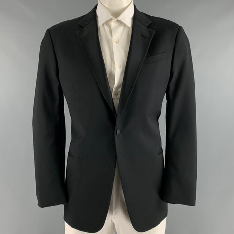 ARMANI COLLEZIONI Size 44 Black Solid Wool Tuxedo Sport Coat