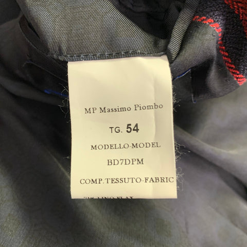 MASSIMO PIOMBO Size 44 Red Black Stripe Linen Cotton Sport Coat