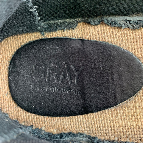 GRAY Size 10.5 Black Natural Canvas Rope Trim Loafers
