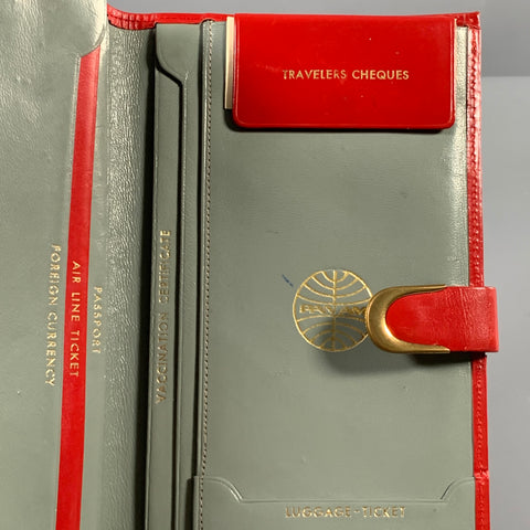 PAN AM Red Grey Leather Document Holder Bags