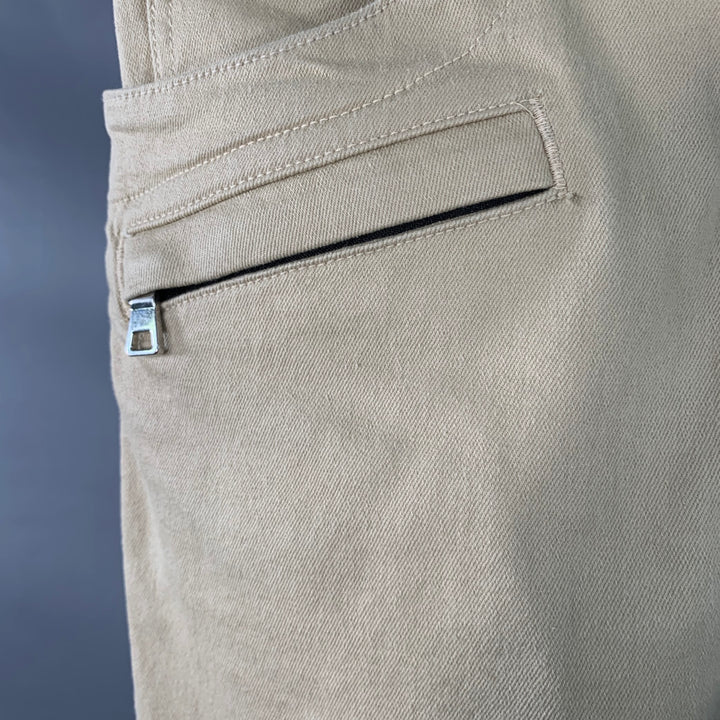 BALMAIN Size 28 Beige Black White Cotton Blend Skinny Biker Jeans
