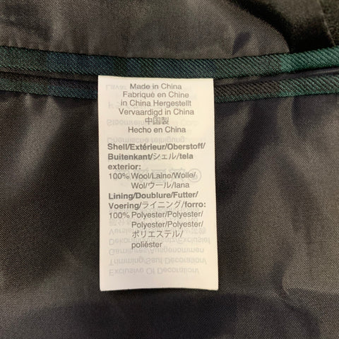 J.CREW Veste De Costume De Sport En Laine À Carreaux Vert Marine Taille 42 Regular