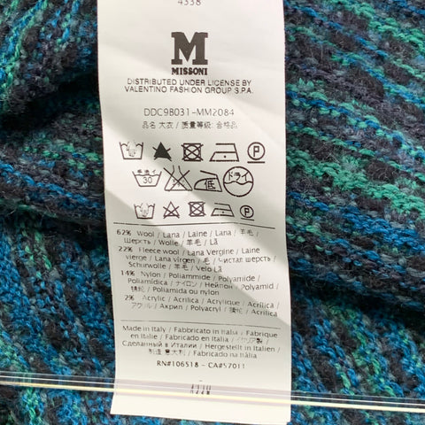M MISSONI Size 12 Charcoal Green Wool Blend Knit Open Front Coat