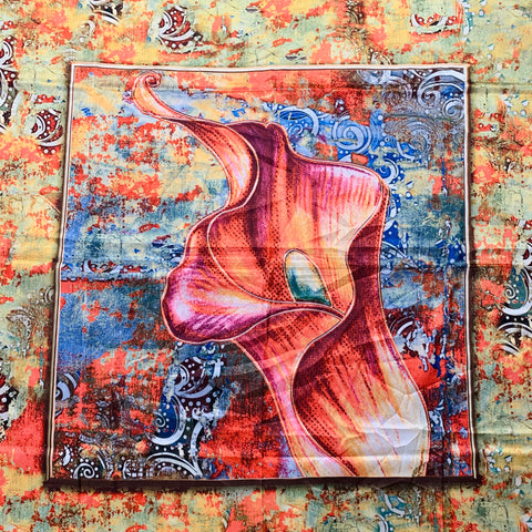 DIAMANTINE Multi Color Abstract Silk Calla Lily Scarf