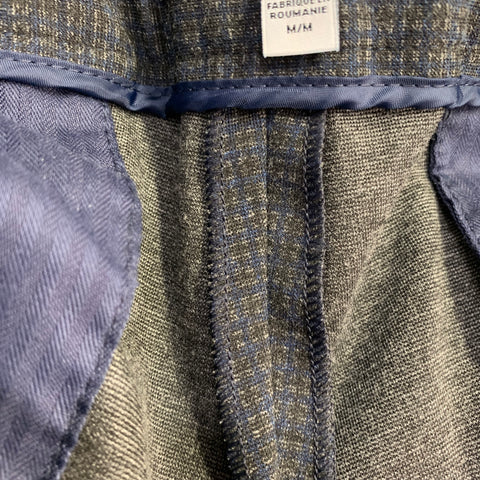 NOMINEE Size M Grey Navy Checkered Viscose Blend Drawstring Casual Pants