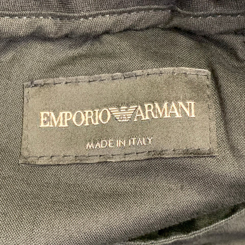 Pantalon décontracté fuselé à cordon de serrage en mélange de viscose noir EMPORIO ARMANI Taille L