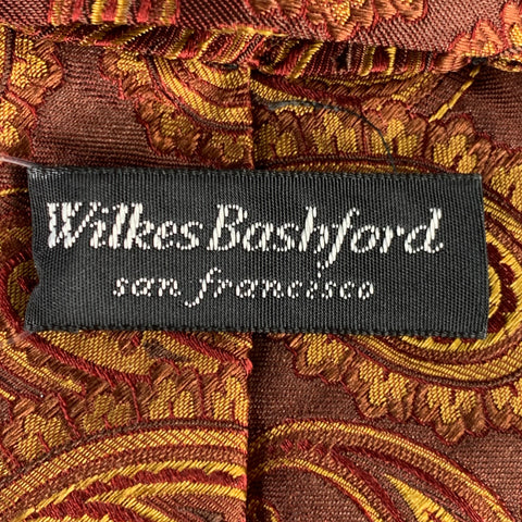 WILKES BASHFORD Brown Orange Paisley Silk Tie