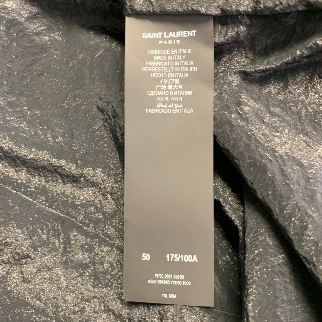 SAINT LAURENT Size 40 Black White Viscose Blend Zip Up Track Jacket