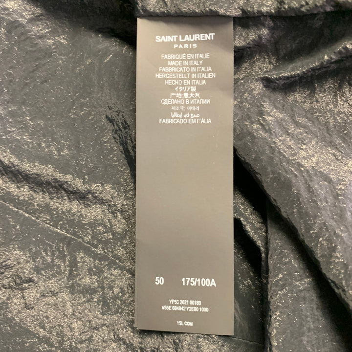 SAINT LAURENT Size 40 Black White Viscose Blend Zip Up Track Jacket