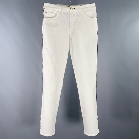 EMPORIO ARMANI Size 28 White Black Cotton Blend Straight Five Pockets Jeans