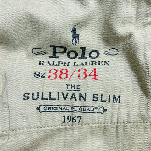 POLO de RALPH LAUREN Talla 38 Pantalón casual de mezcla de algodón beige con 5 bolsillos