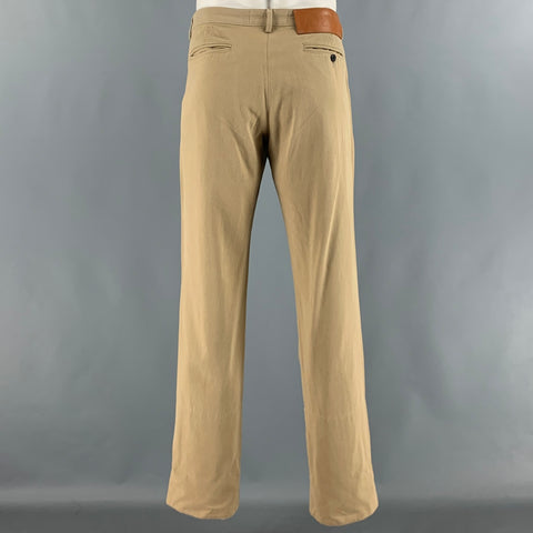 LOEWE Size 34 Khaki Solid Cotton Button Fly Dress Pants