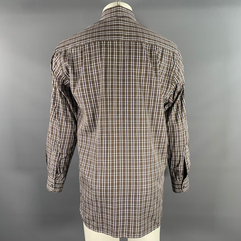 Chemise à manches longues en coton à carreaux marron, noir et blanc ERMENEGILDO ZEGNA Taille L