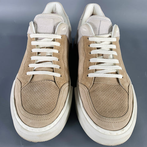 ELEVENTY Size 9 Beige Cream Perforated Suede Sneakers