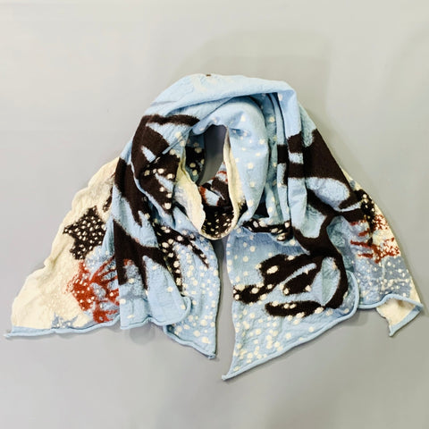 KAPITAL Blue Brown Black Snowy Landscape Oversized  Wool Scarf