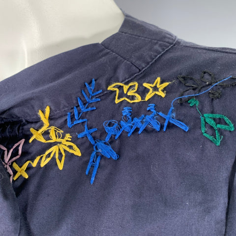 LOVE MOSCHINO Size 4 Navy Multi Color Cotton Blend Embroidered Casual Top
