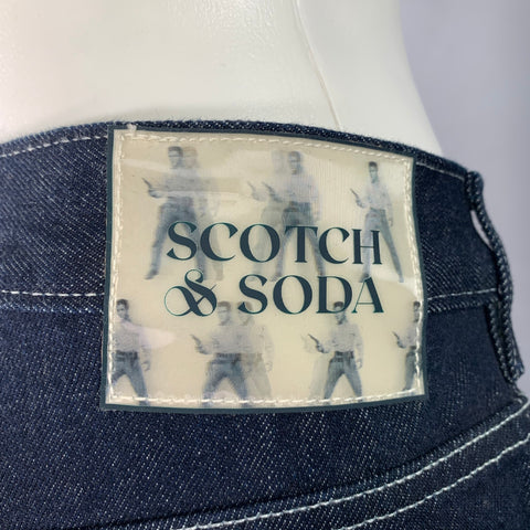 SCOTCH AND SODA Size 33 The Vert Blue Indigo Contrast Stitch Organic Cotton Jeans