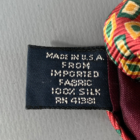Cravate en soie à motif géométrique rouge, vert et jaune POLO by RALPH LAUREN