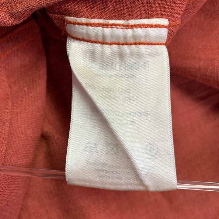 OUR LEGACY Size M Orange Rust Linen Cotton One Pocket Long Sleeve Shirt
