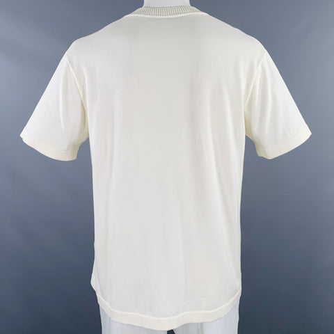 LOUIS VUITTON Size L Beige Knit Cotton Crew Neck T-shirt