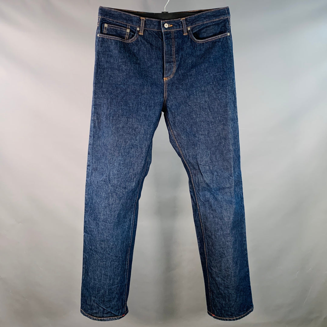 GUSTIN Size 40 Blue Twill Cotton Straight Selvedge Jeans
