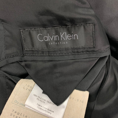 CALVIN KLEIN COLLECTION Size 44 Black Quilted Polyester Sport Coat
